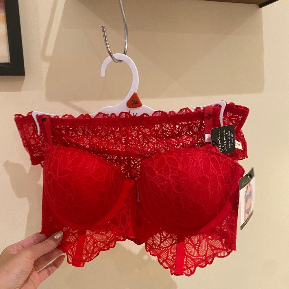 French Affair Red Bra set